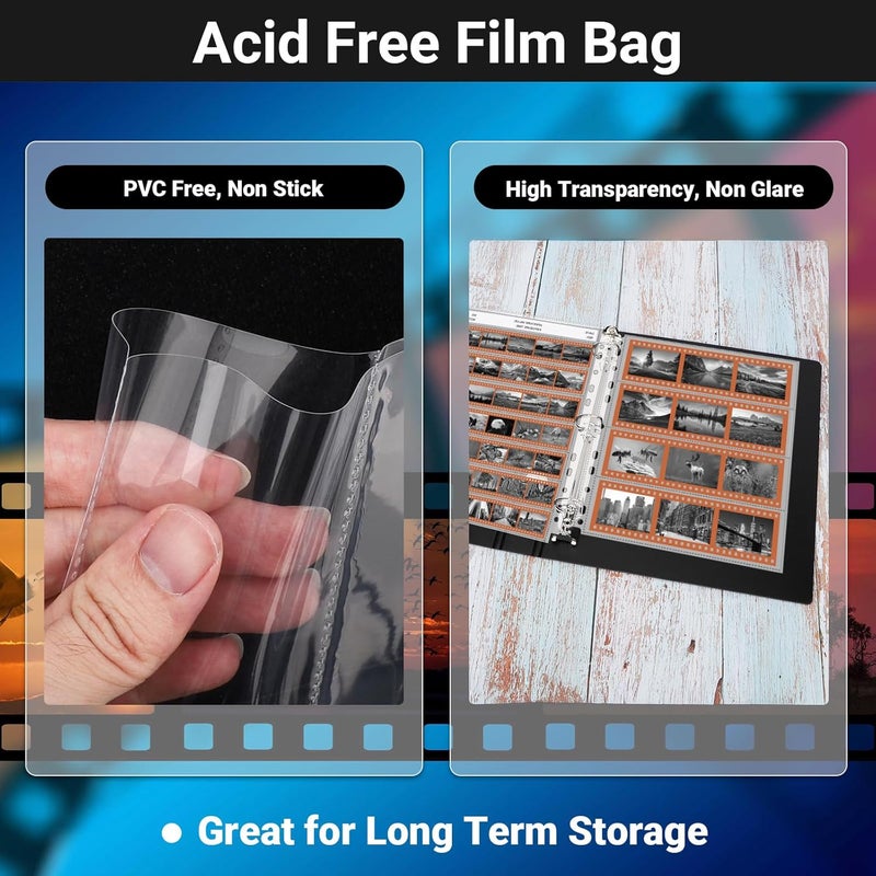 ENPOINT Acid Free Film Negative Binder, 3 Ring Binder with 30 Pack 35mm Negative Sleeves and 30 Pack 120 Film Sleeves - Image 3